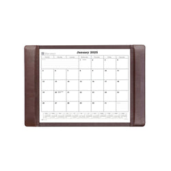 Chocolate Brown Leather Desk Pad w/ 2025 Calendar Insert, 25.5 x 17.25