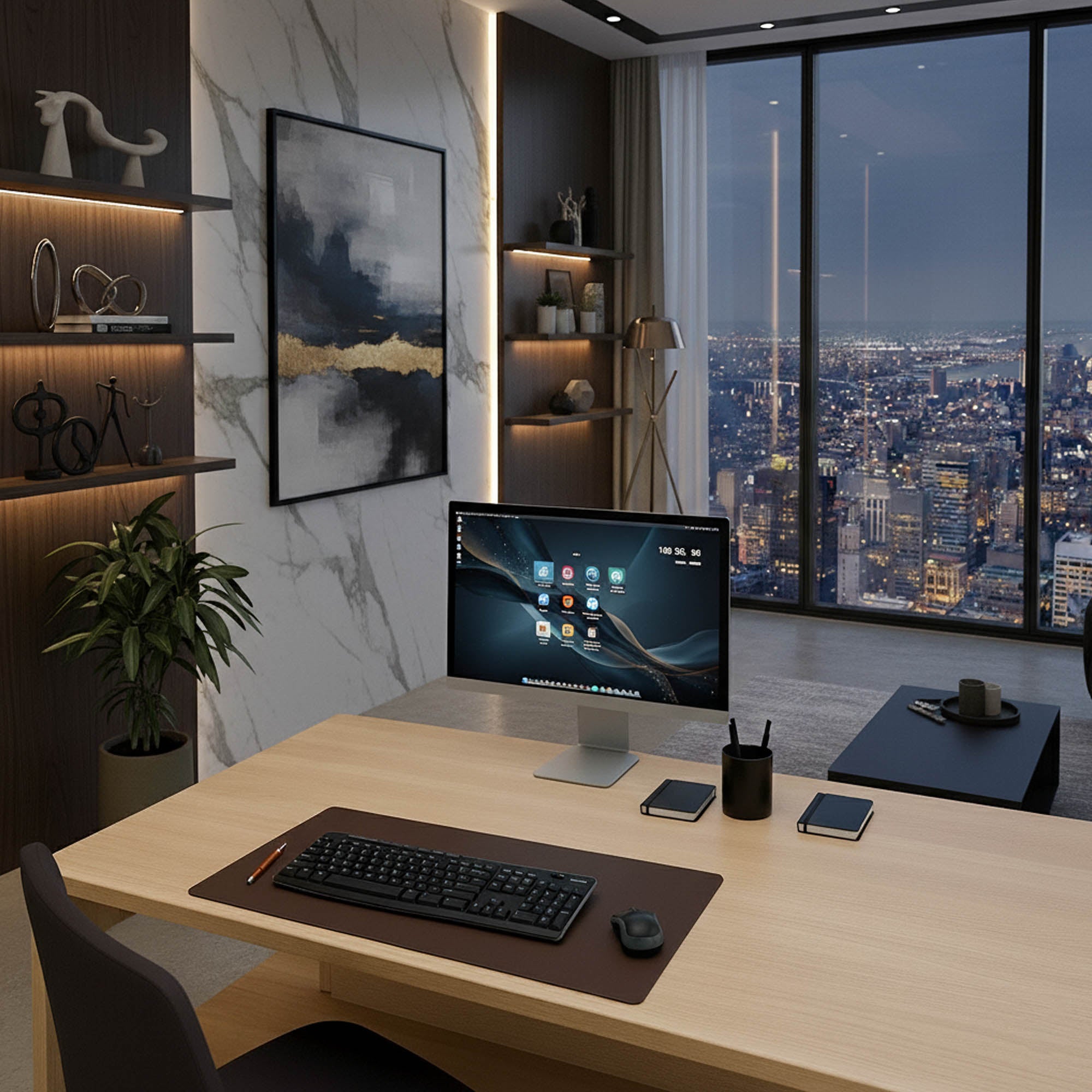 Chocolate Brown Leatherette 30" x 12.5" Keyboard/Mouse Desk Mat