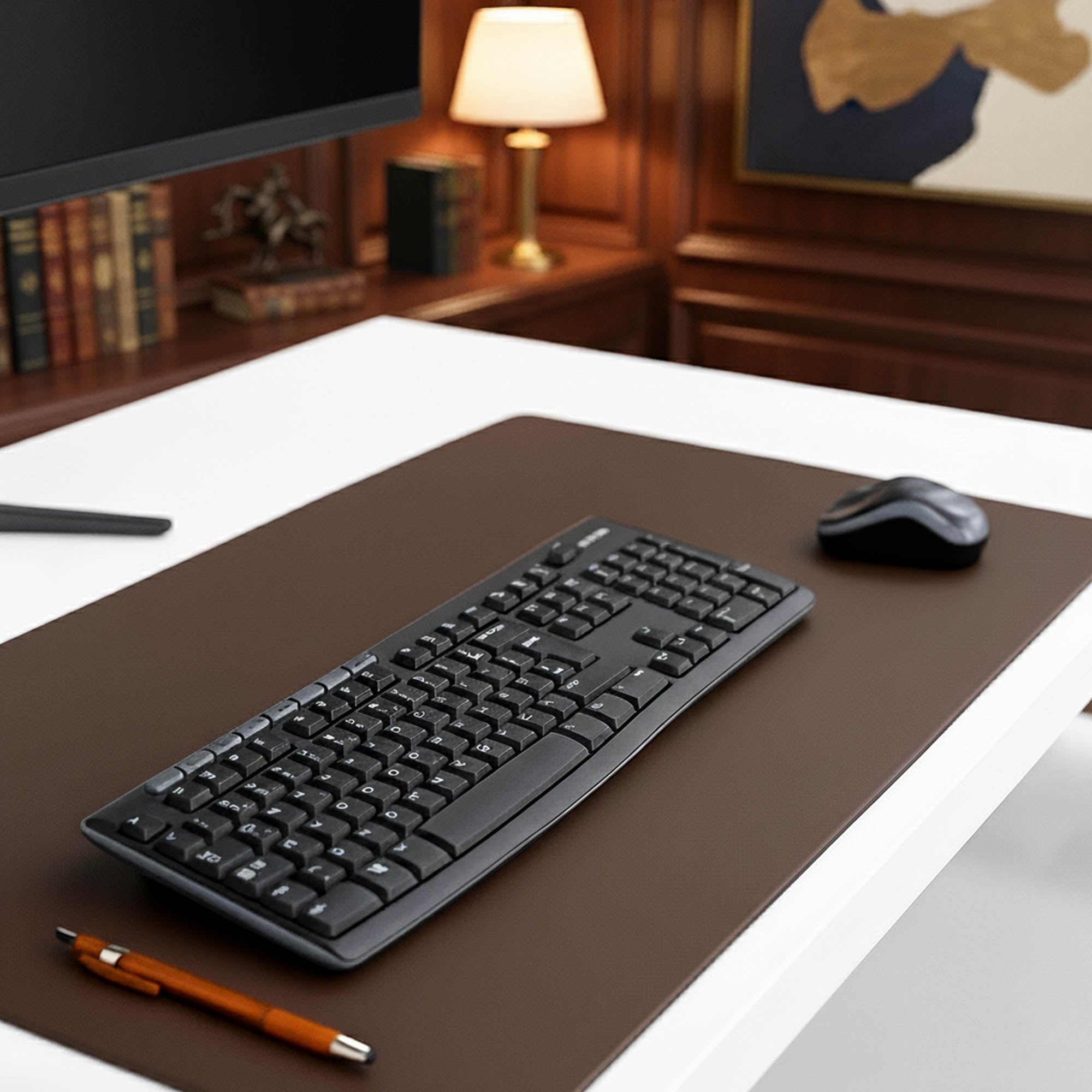 Chocolate Brown Leatherette 30" x 12.5" Keyboard/Mouse Desk Mat