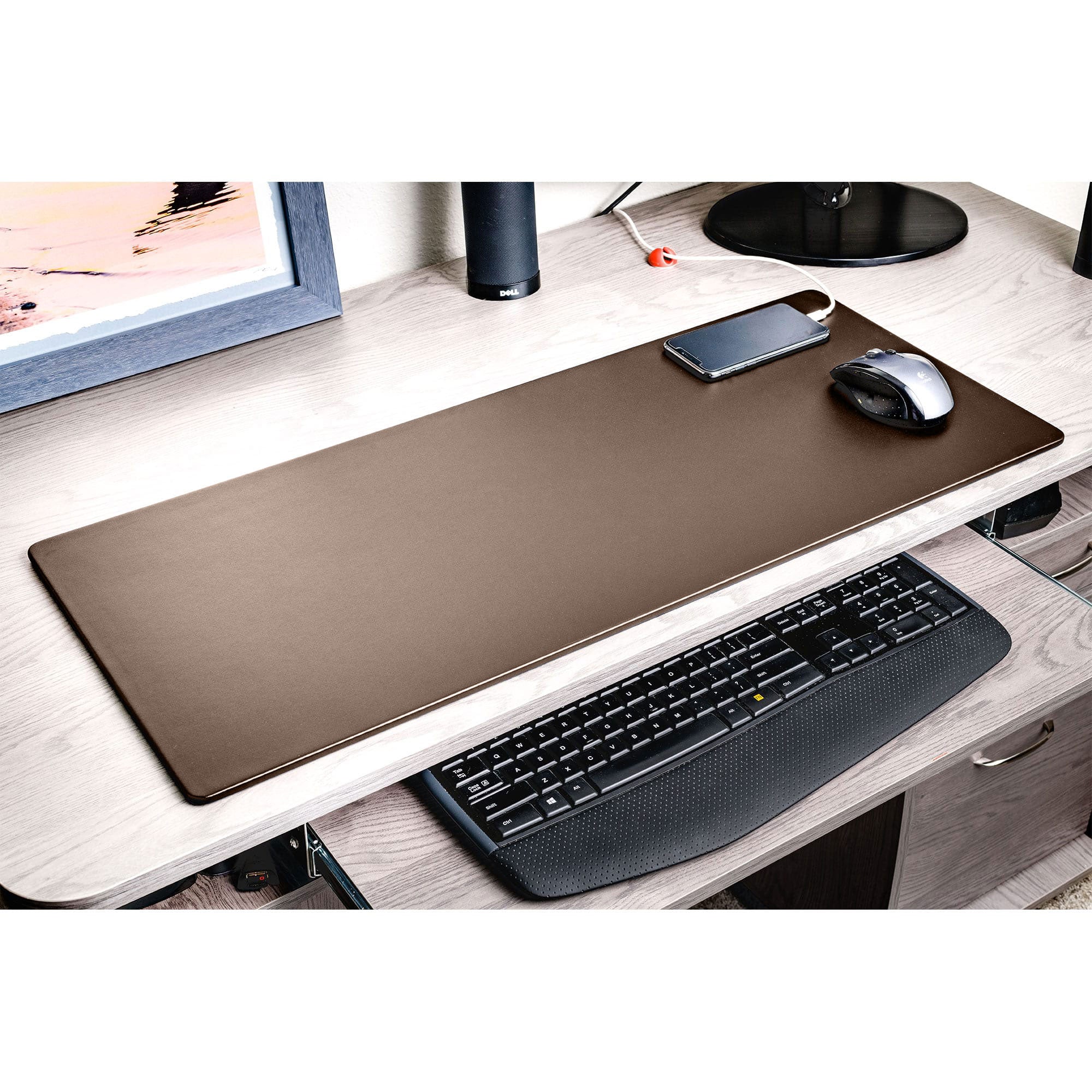 Chocolate Brown Leatherette 30" x 12.5" Keyboard/Mouse Desk Mat