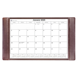 Chocolate Brown Leather Desk Pad w/ 2025 Calendar Insert, 34 x 20