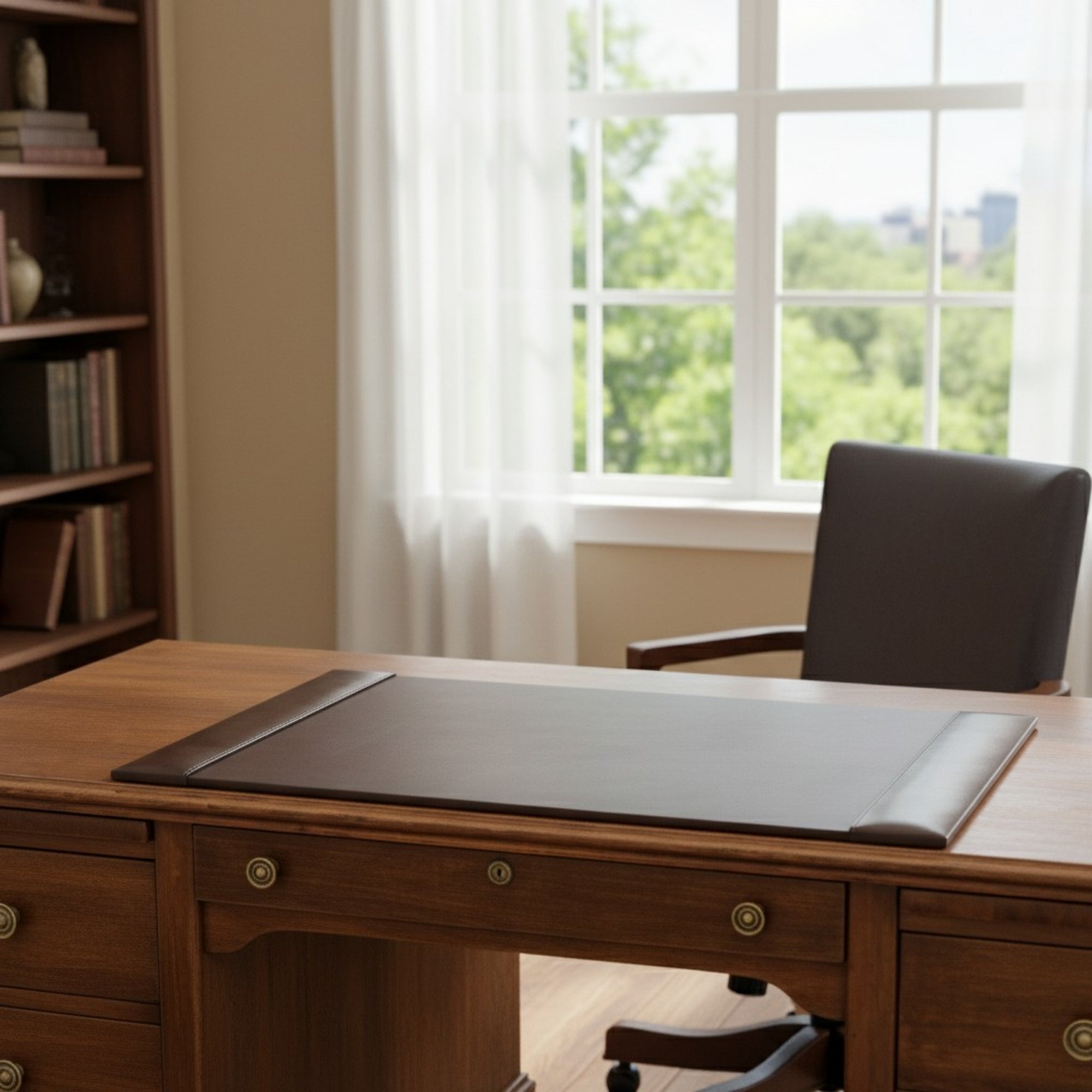 Dark Brown Bonded Leather 30" x 18" Desk Pad