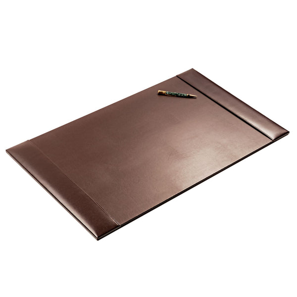 Dark Brown Bonded Leather Desk Pad w/ 2025 Calendar Insert, 30 x 18