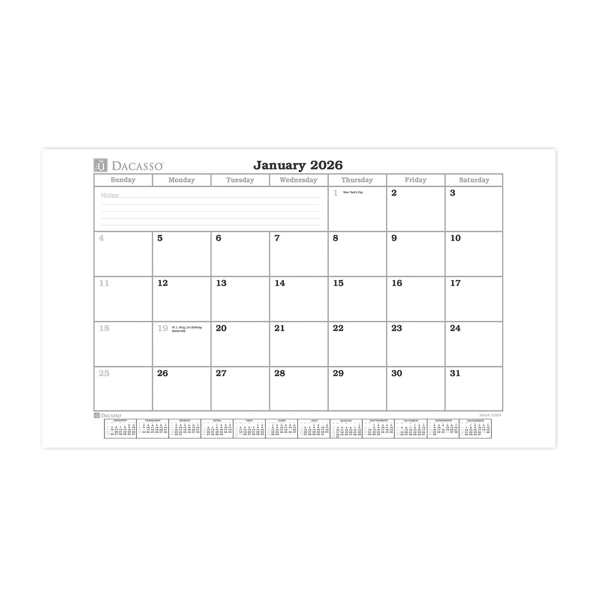 Dark Brown Bonded Leather Desk Pad w/ Calendar Insert, 30 x 18