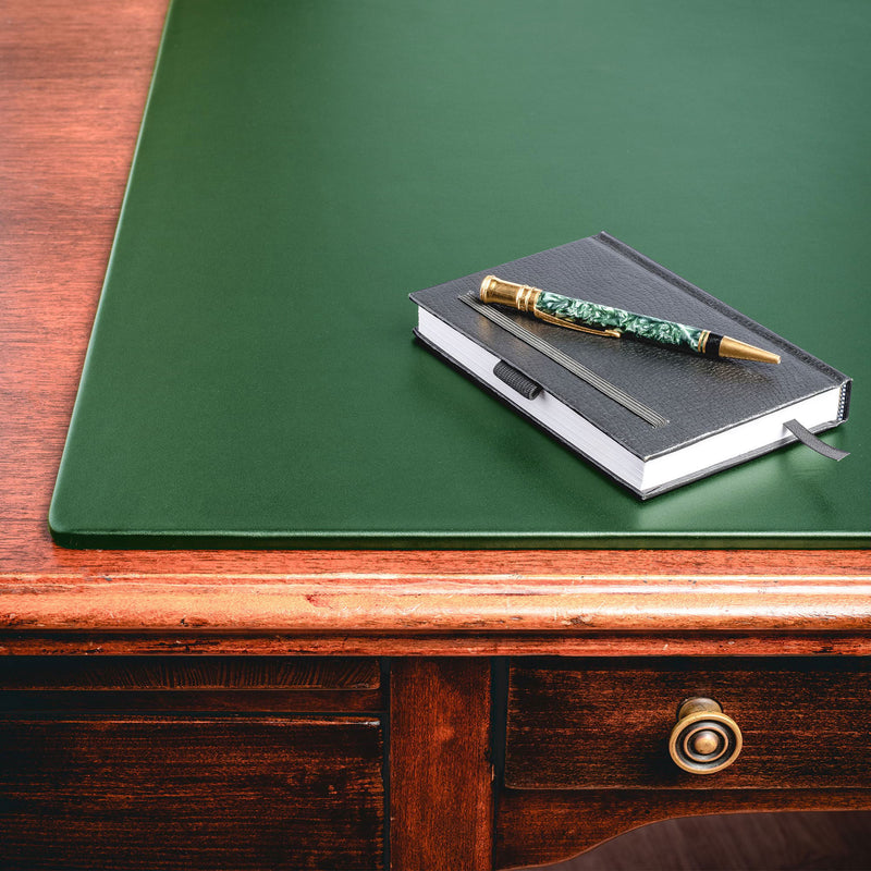 Dark Green Leather 24" x 19" Desk Mat without Rails