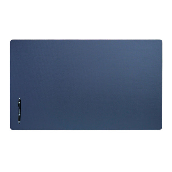 Navy Blue Leatherette Desk Pad without Rails, 34 x 20