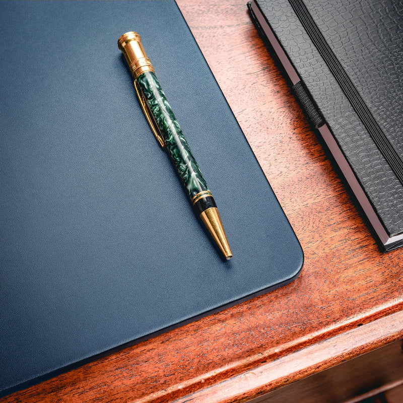 Navy Blue Leather 24 x 19 Desk Mat without Rails