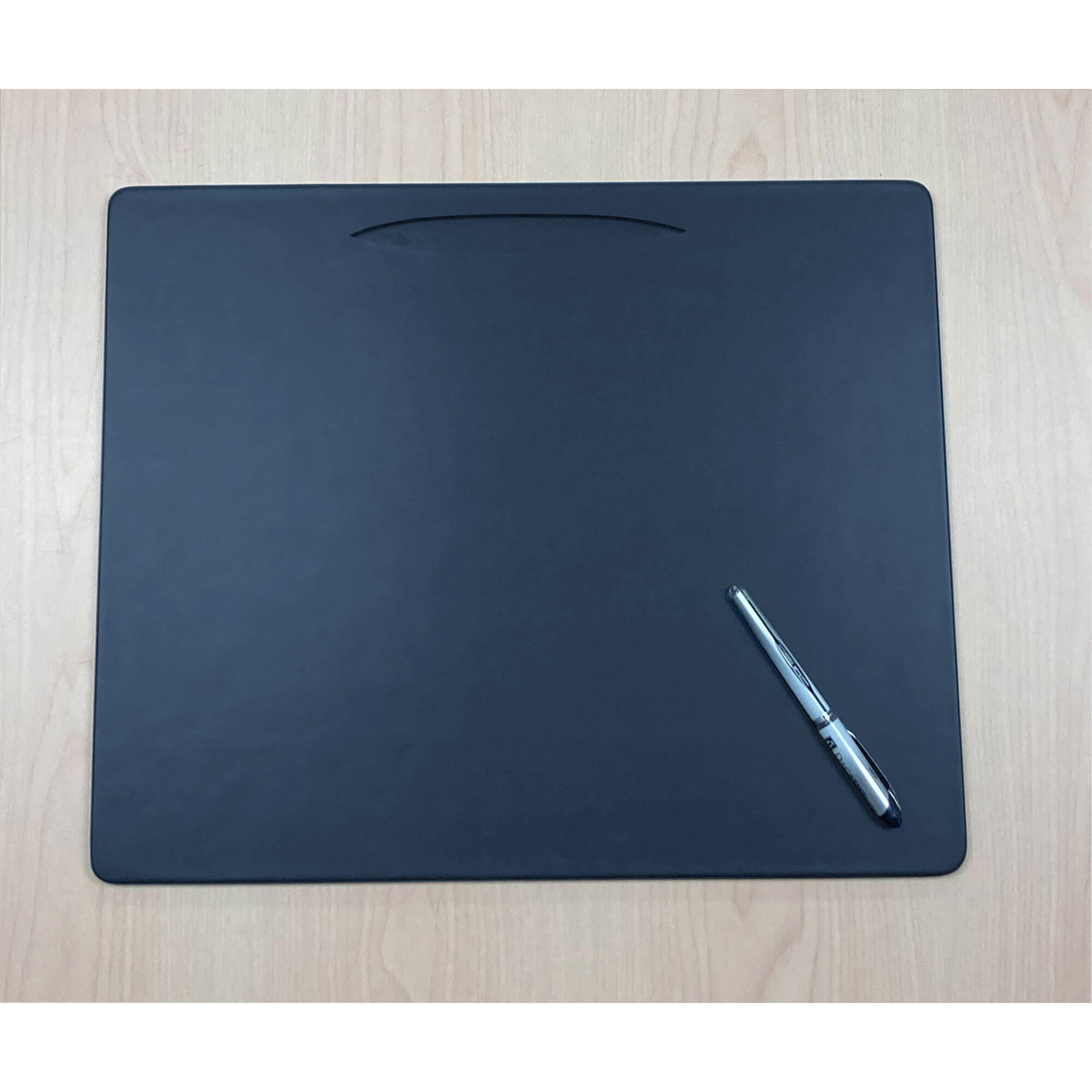 Navy Blue Leather Conference Table Pad w/ Pen Well, 17 x 14