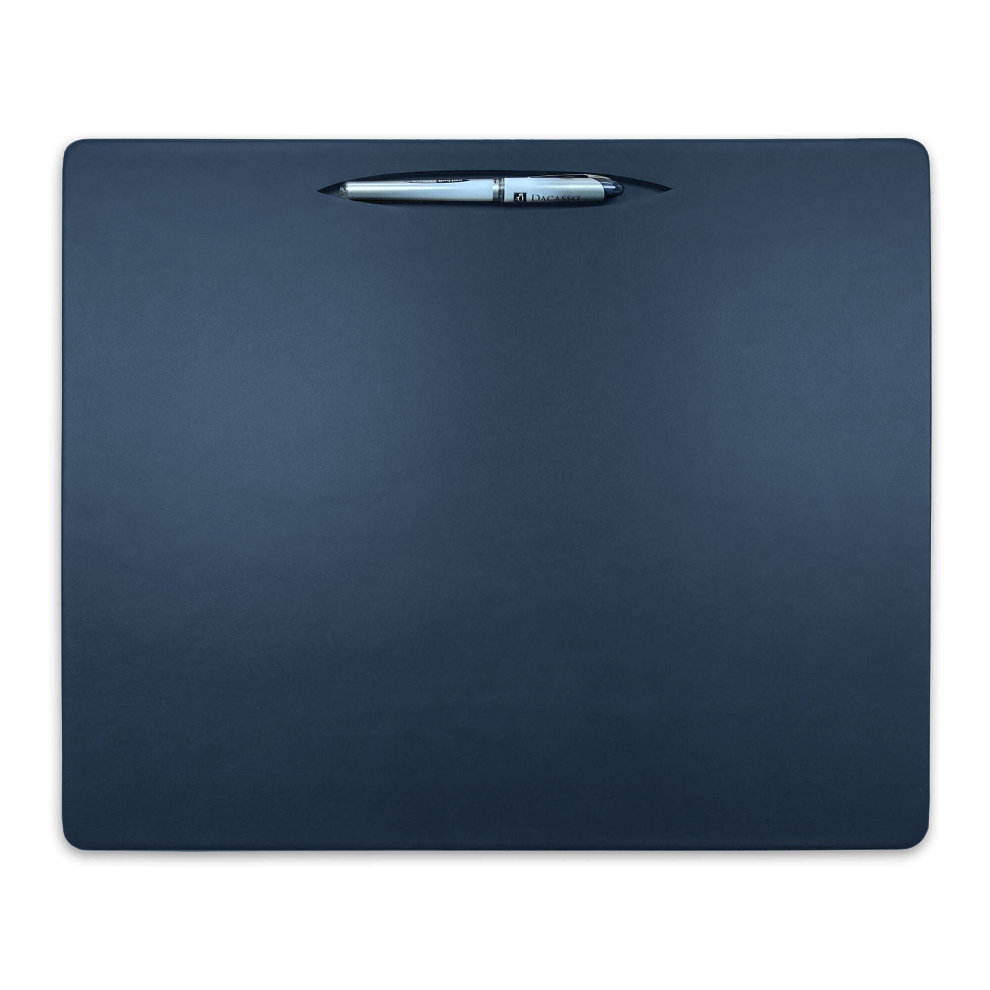 Navy Blue Leather Conference Table Pad w/ Pen Well, 17 x 14