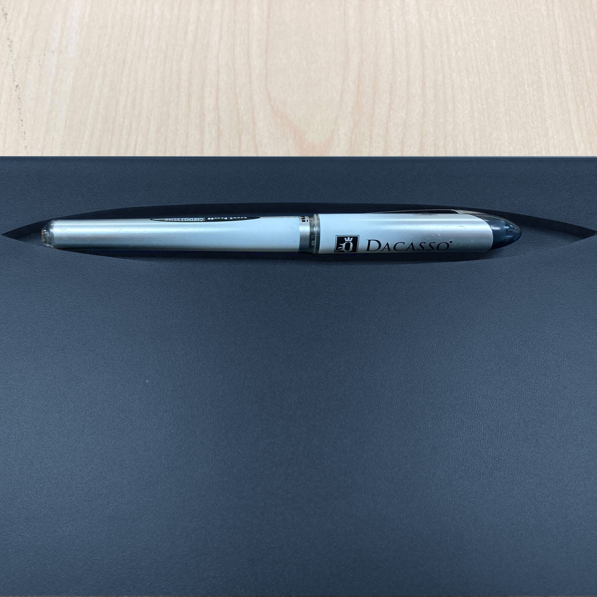 Navy Blue Leather Conference Table Pad w/ Pen Well, 17 x 14