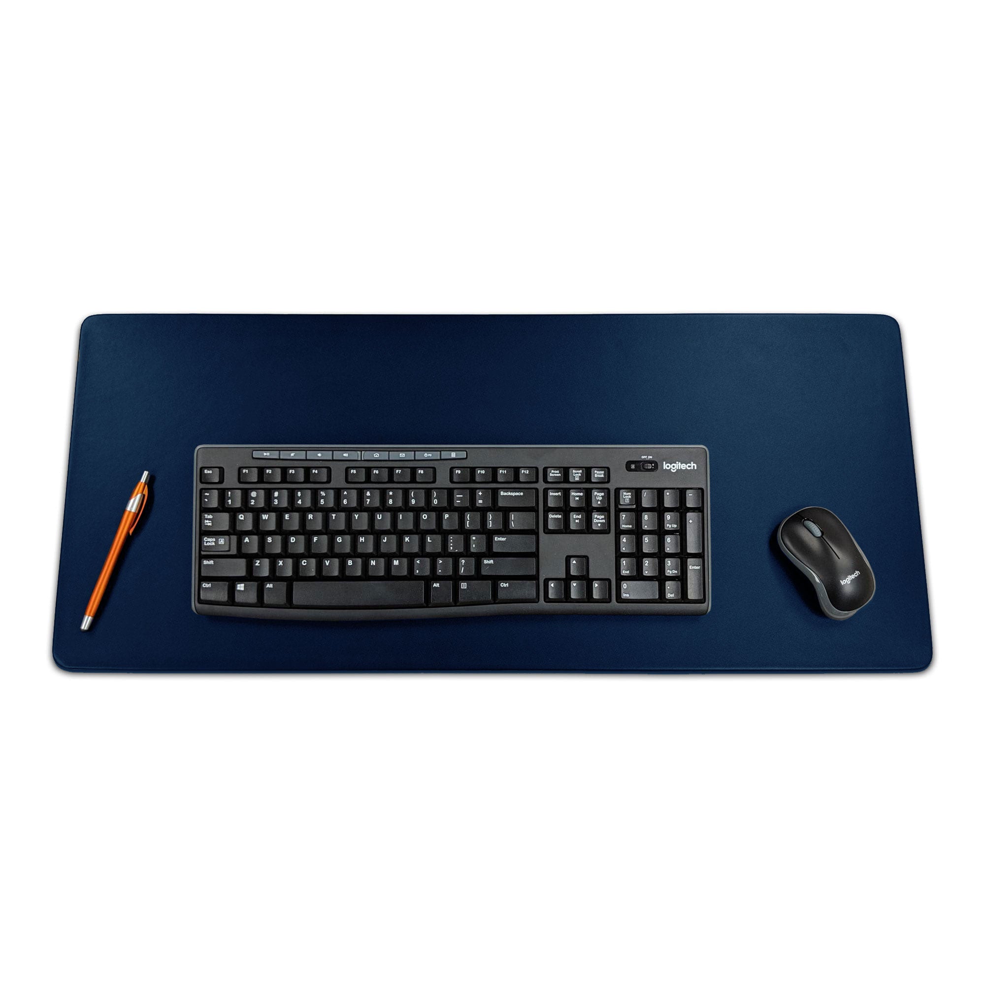 Navy Blue Leather 30" x 12.5" Keyboard/Mouse Desk Mat