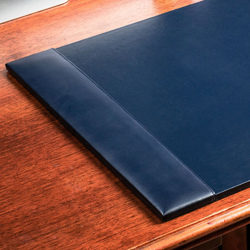 Navy Blue Bonded Leather 30" x 18" Desk Pad