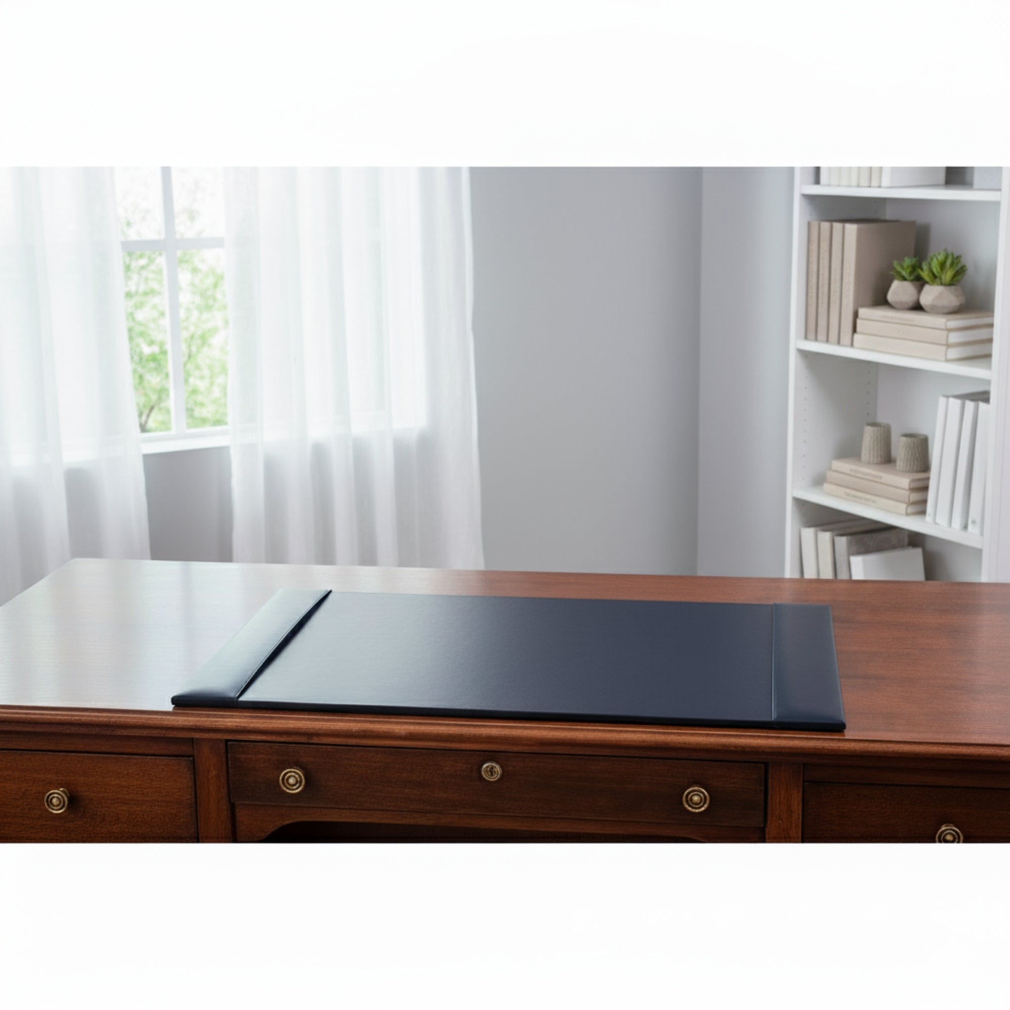 Navy Blue Bonded Leather 30" x 18" Desk Pad