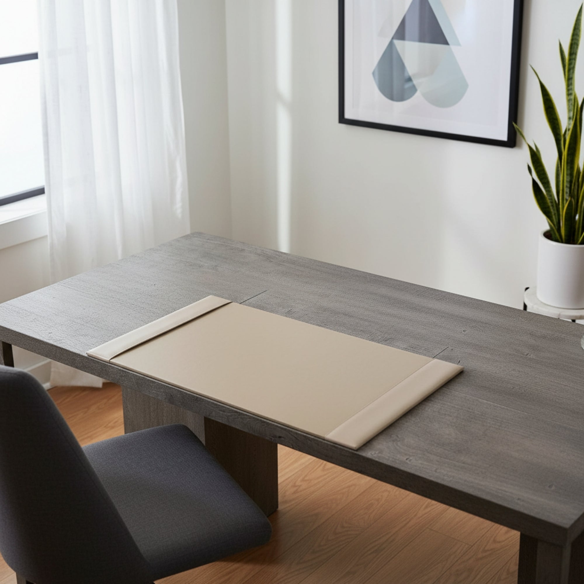 White Latte Bonded Leather 30" x 18" Side-Rail Desk Pad