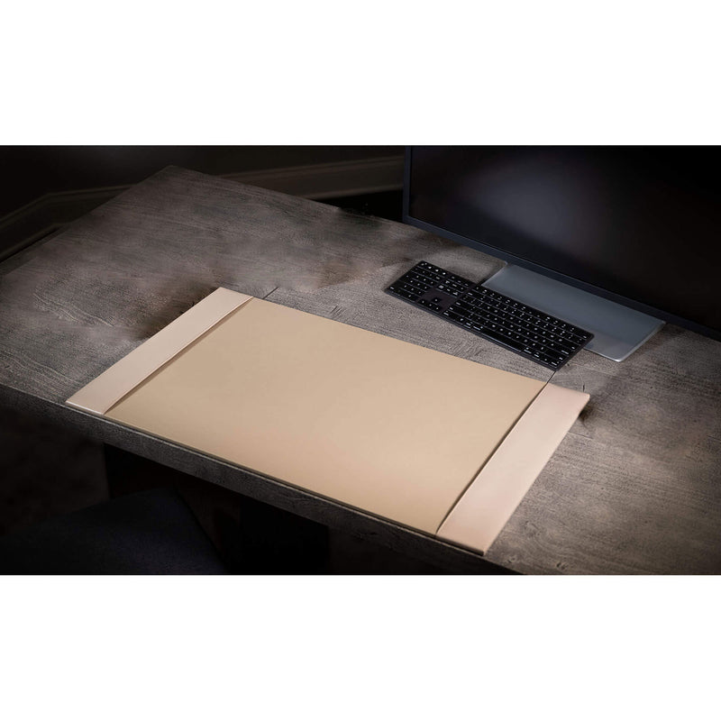 White Latte Bonded Leather Desk Pad w/ 2025 Calendar Insert, 30 x 18