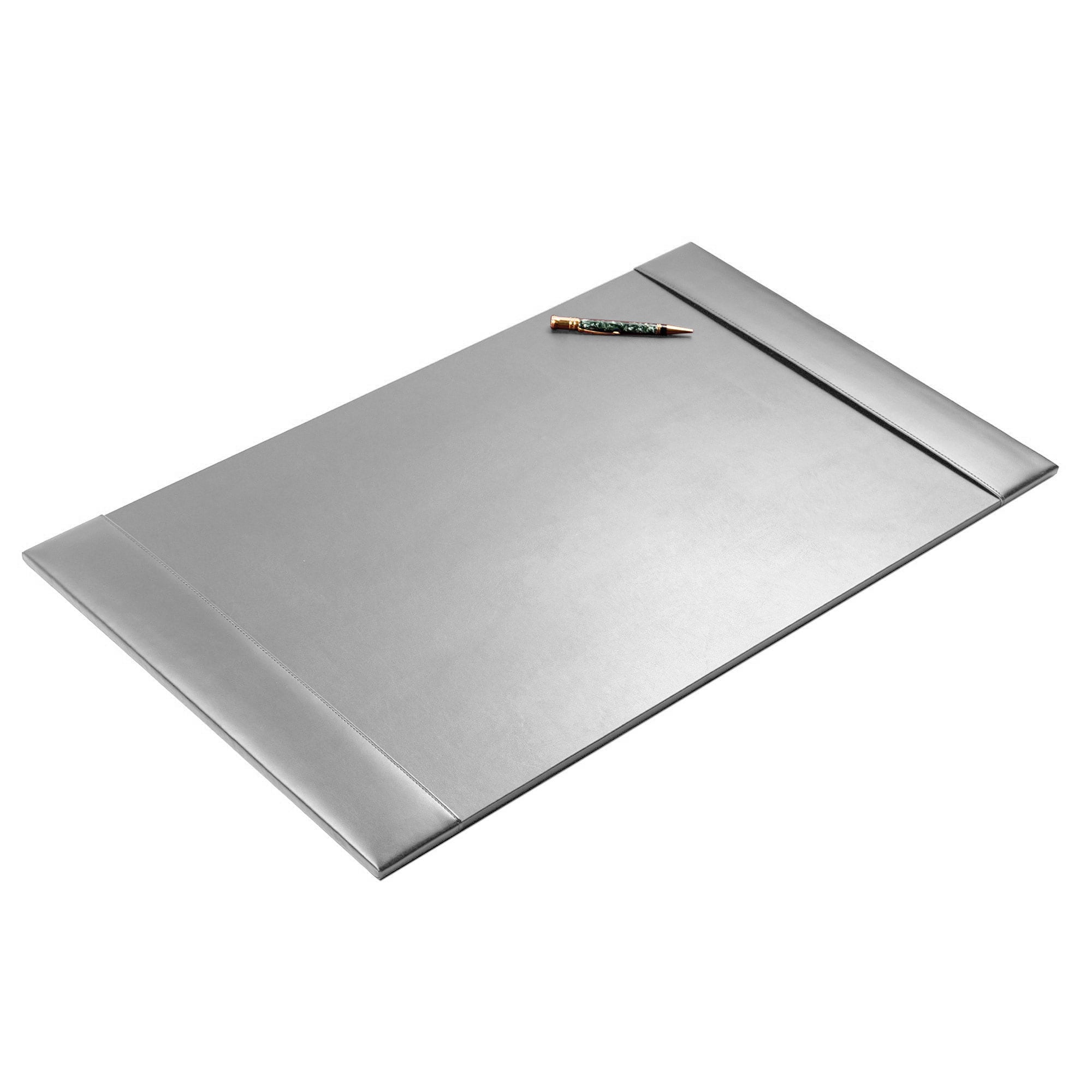 Gray Bonded Leather Desk Pad W/ Calendar Insert, 30 x 18