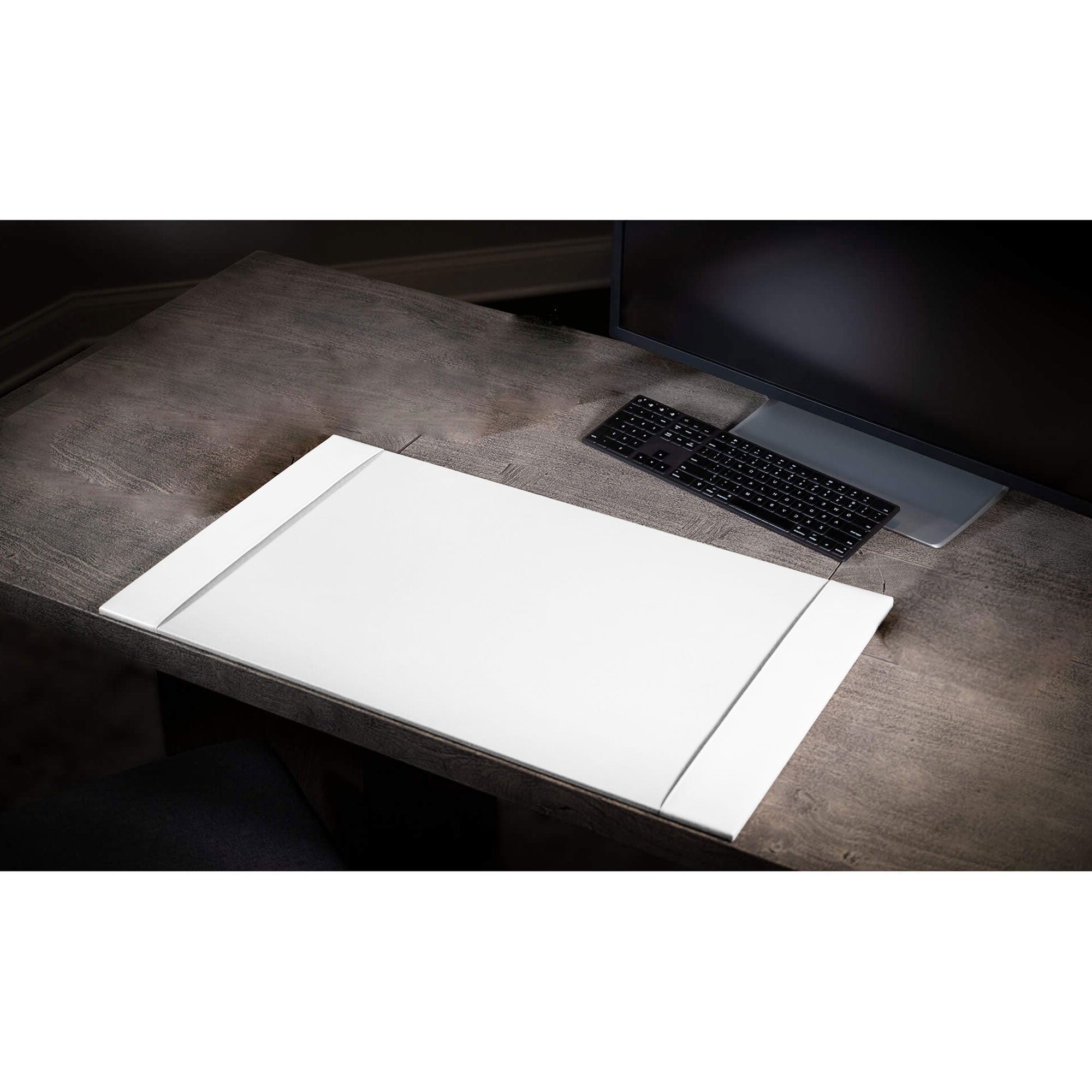 White Bonded Leather Desk Pad, 30 x 18