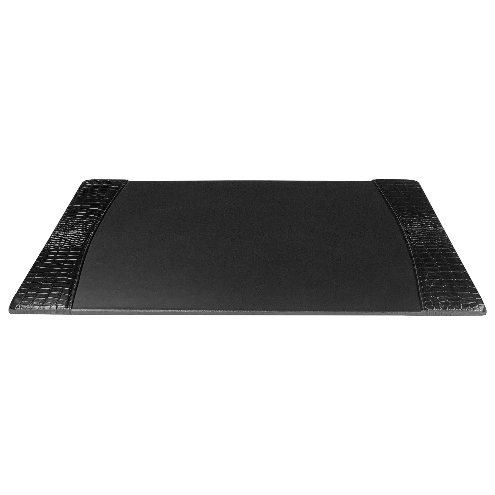 Protacini Black Crocodile Embossed Italian Leather 34 x 20 Side-Rail Desk Pad