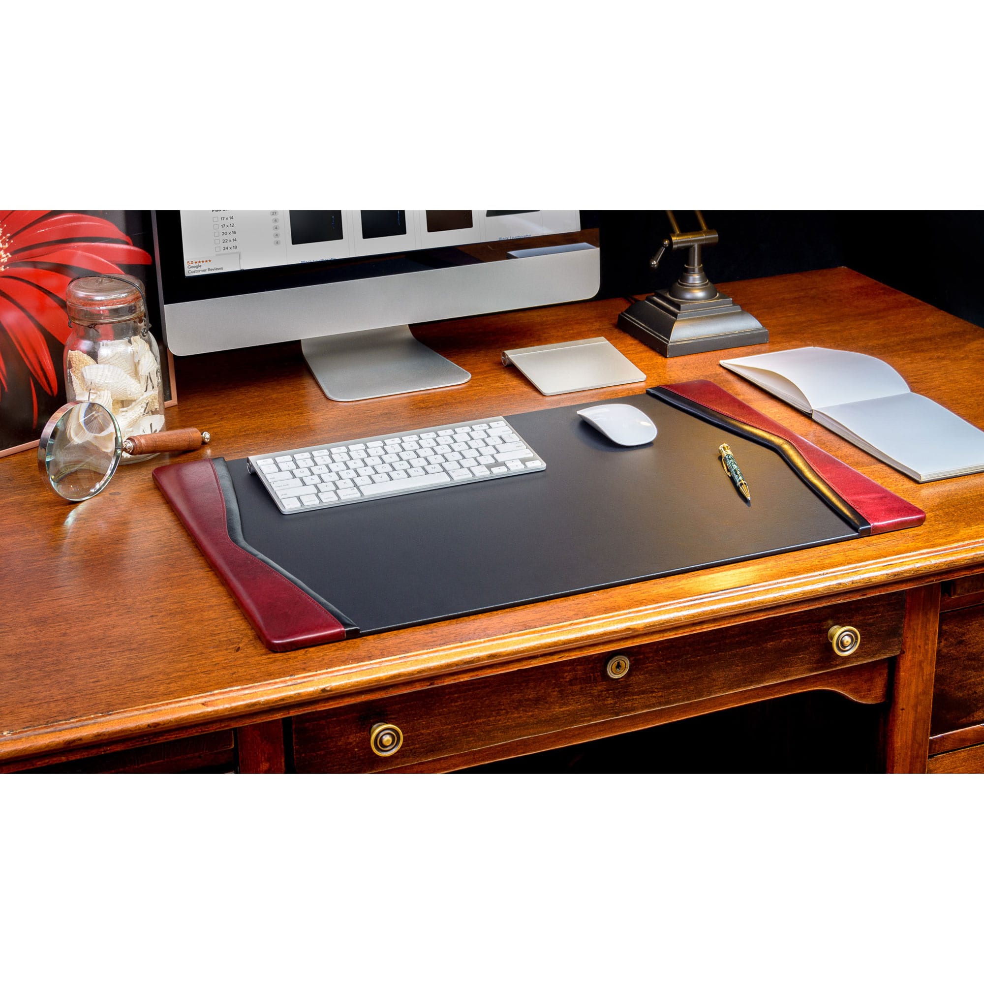 Burgundy Leather 25.5" x 17.25" Side-Rail Desk Pad