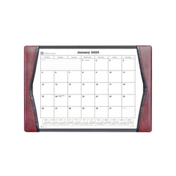 Burgundy Leather Desk Pad w/ 2025 Calendar Insert, 25.5 x 17.25