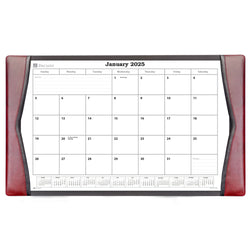 Burgundy Leather Desk Pad w/ 2025 Calendar Insert, 34 x 20