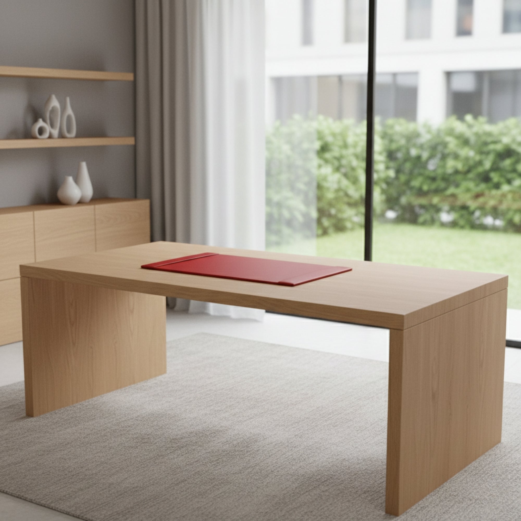 Red Bonded Leather Desk Pad, 30 x 18