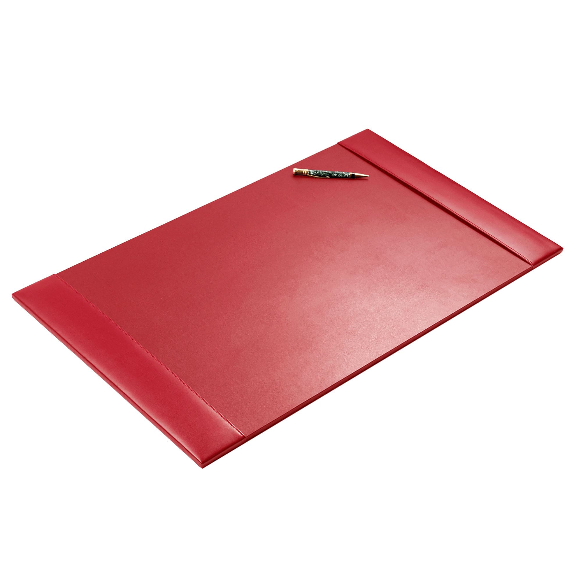 Red Bonded Leather Desk Pad W/ Calendar Insert, 30 x 18