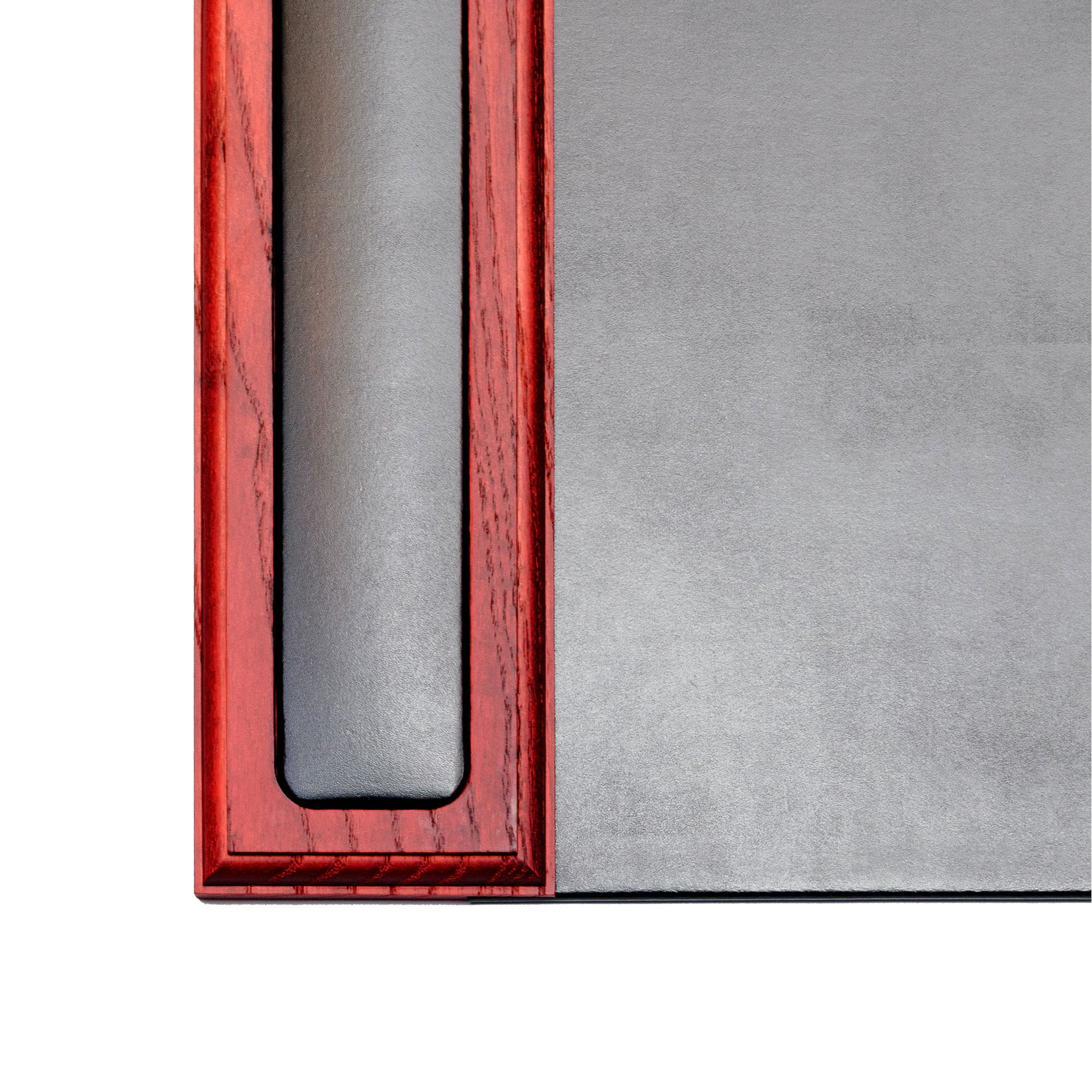 Mahogany (Rosewood) & Black Leather 25.5" x 17.25" Side-Rail Desk Pad