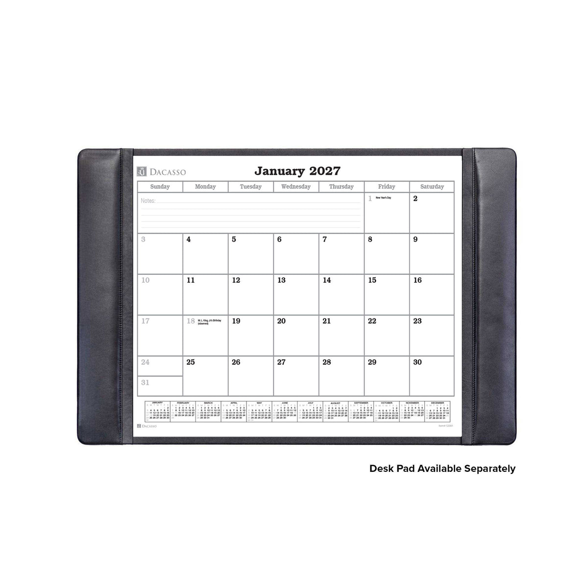 Desk Pad Monthly 2027 Calendar Insert, 24.5" x 16"