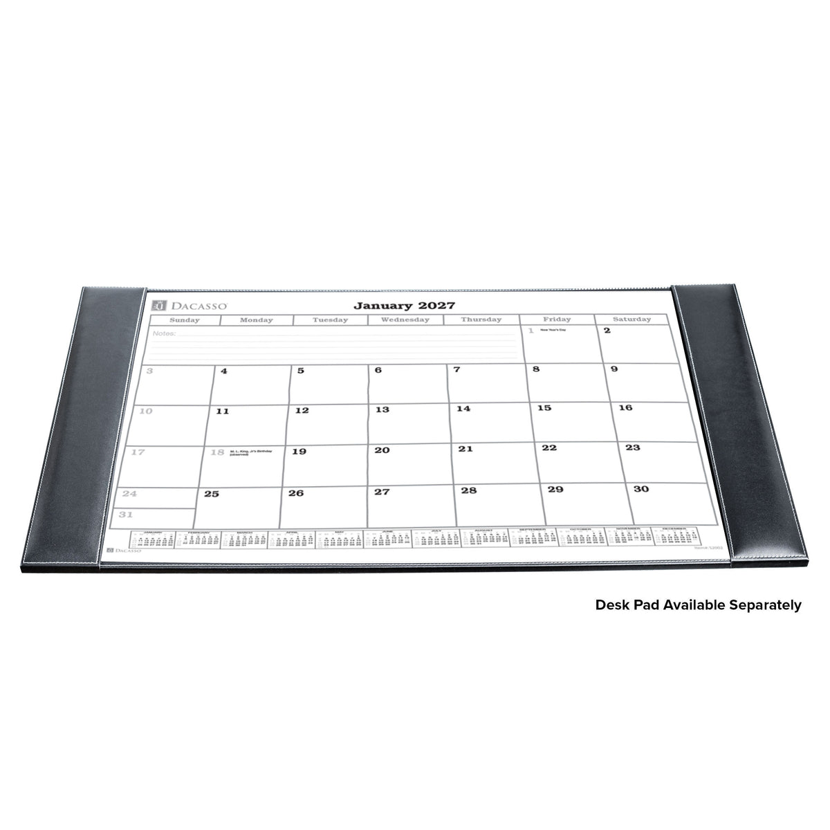 Desk Pad Monthly 2027 Calendar Insert, 32.875" x 18.875"
