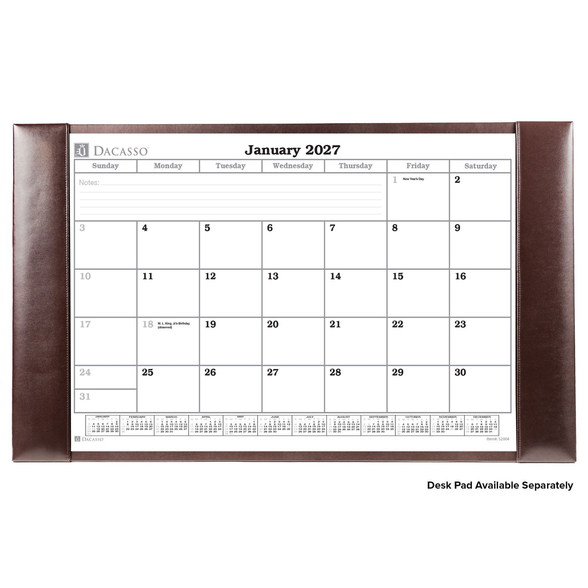 Desk Pad Monthly 2027 Calendar Insert, 28.75" x 16.75"