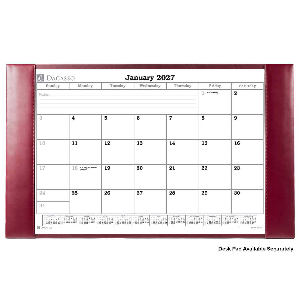 Desk Pad Monthly 2027 Calendar Insert, 28.75" x 16.75"