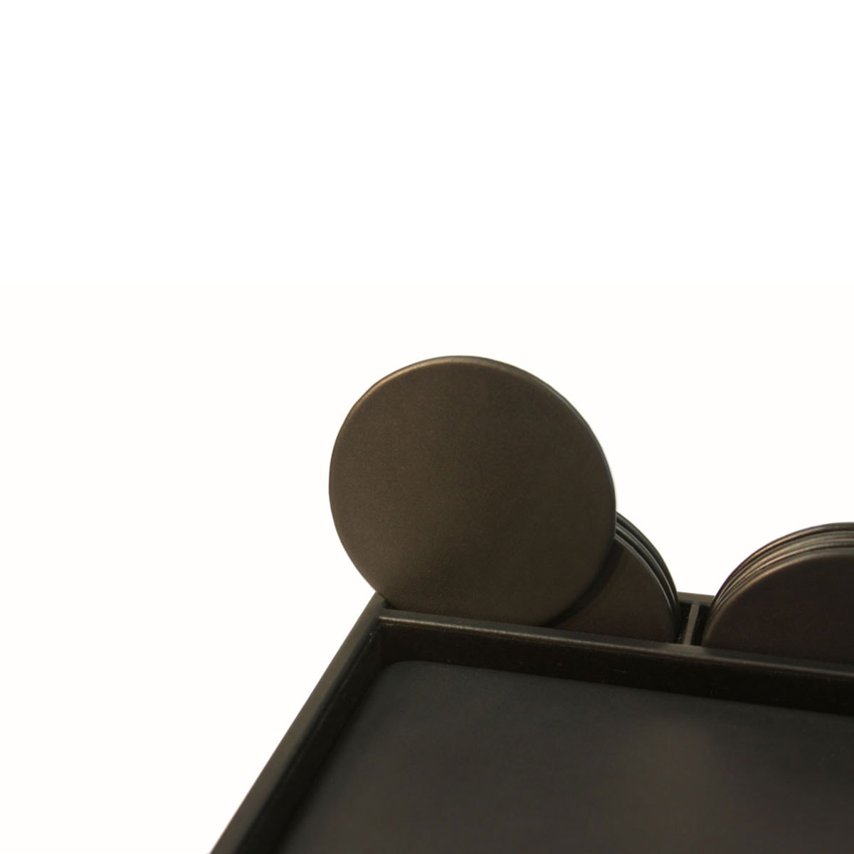 12 Seat Black Leather Conference Room Set w/ Round Coasters, 17 x 14 Size Pads