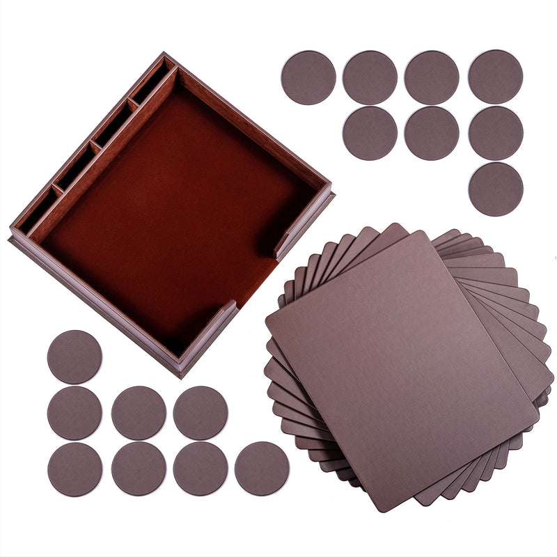 12 Seat Chocolate Brown Leatherette Conference Room Set w/ Round Coasters