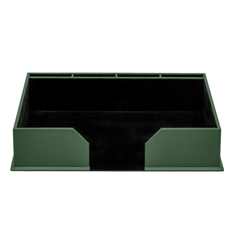 12 Seat Dark Green Leather Conference Room Set w/ Square Coasters