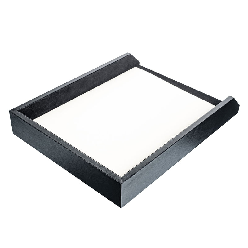 Classic Black Leather Front-Load Letter Tray