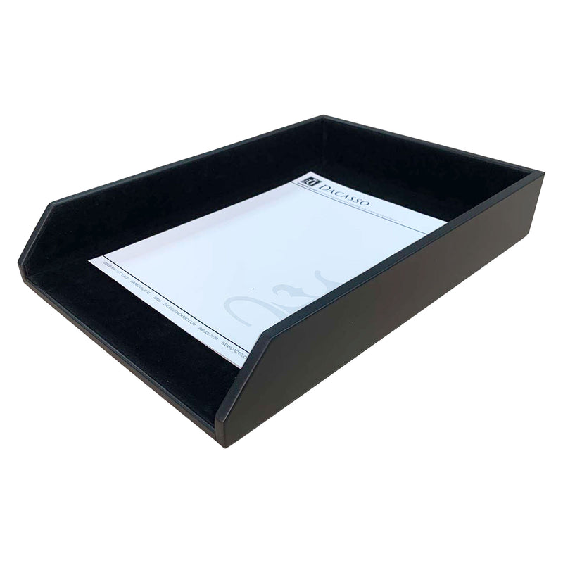 Classic Black Leather Letter Tray, Legal Size