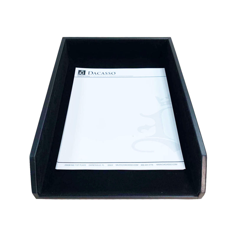Classic Black Leather Letter Tray, Legal Size