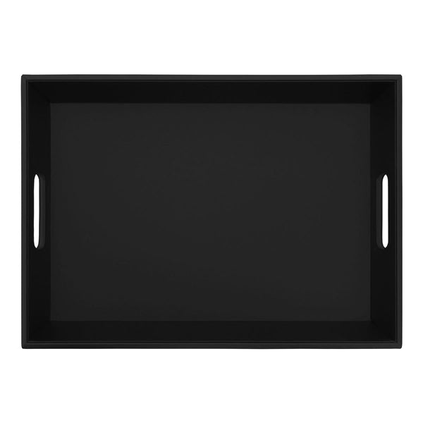 Classic Black Leather Serving Tray with Handles