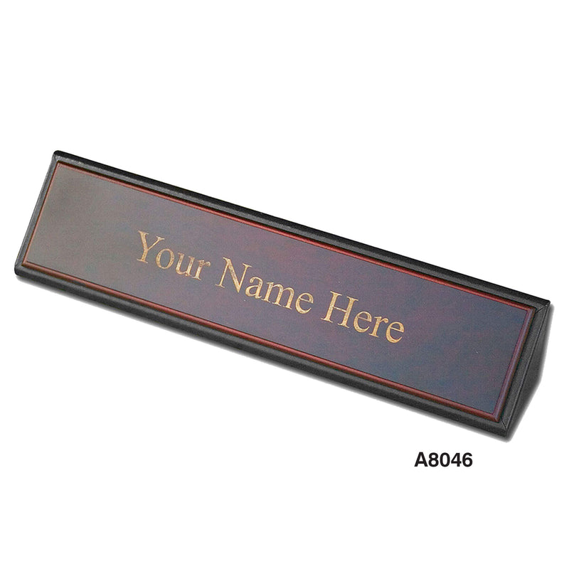 Classic Black Leather Nameplate Holder
