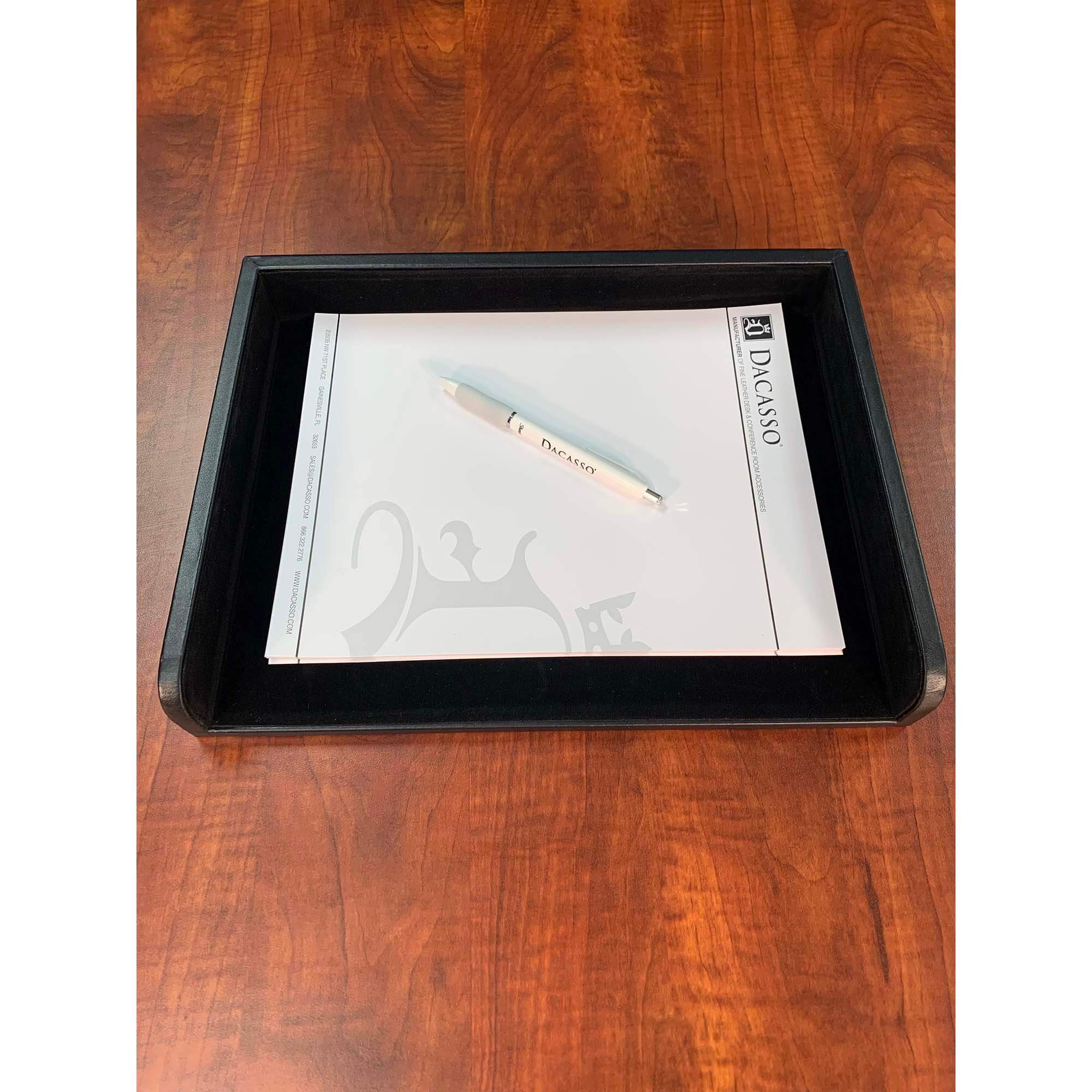 Classic Black Leather Side Load Letter Tray