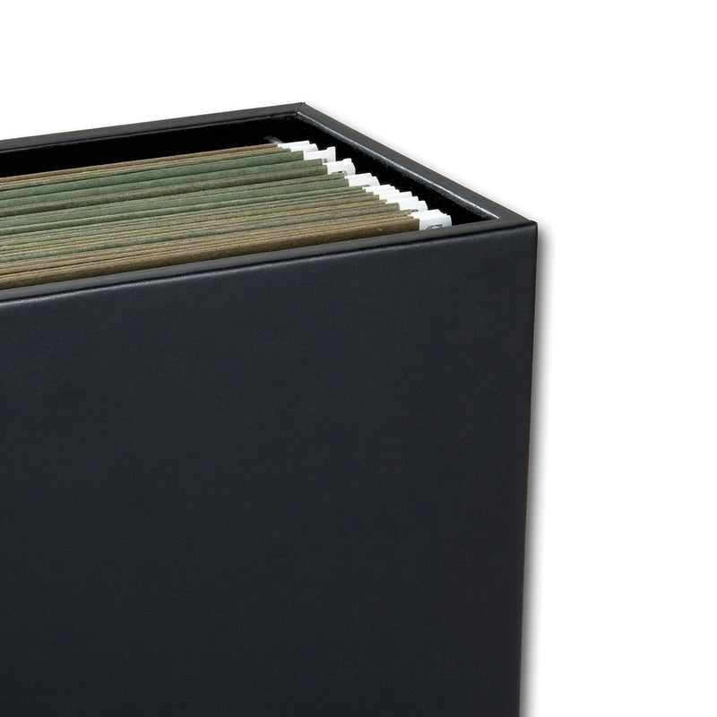 Classic Black Leather Hanging File Folder Box