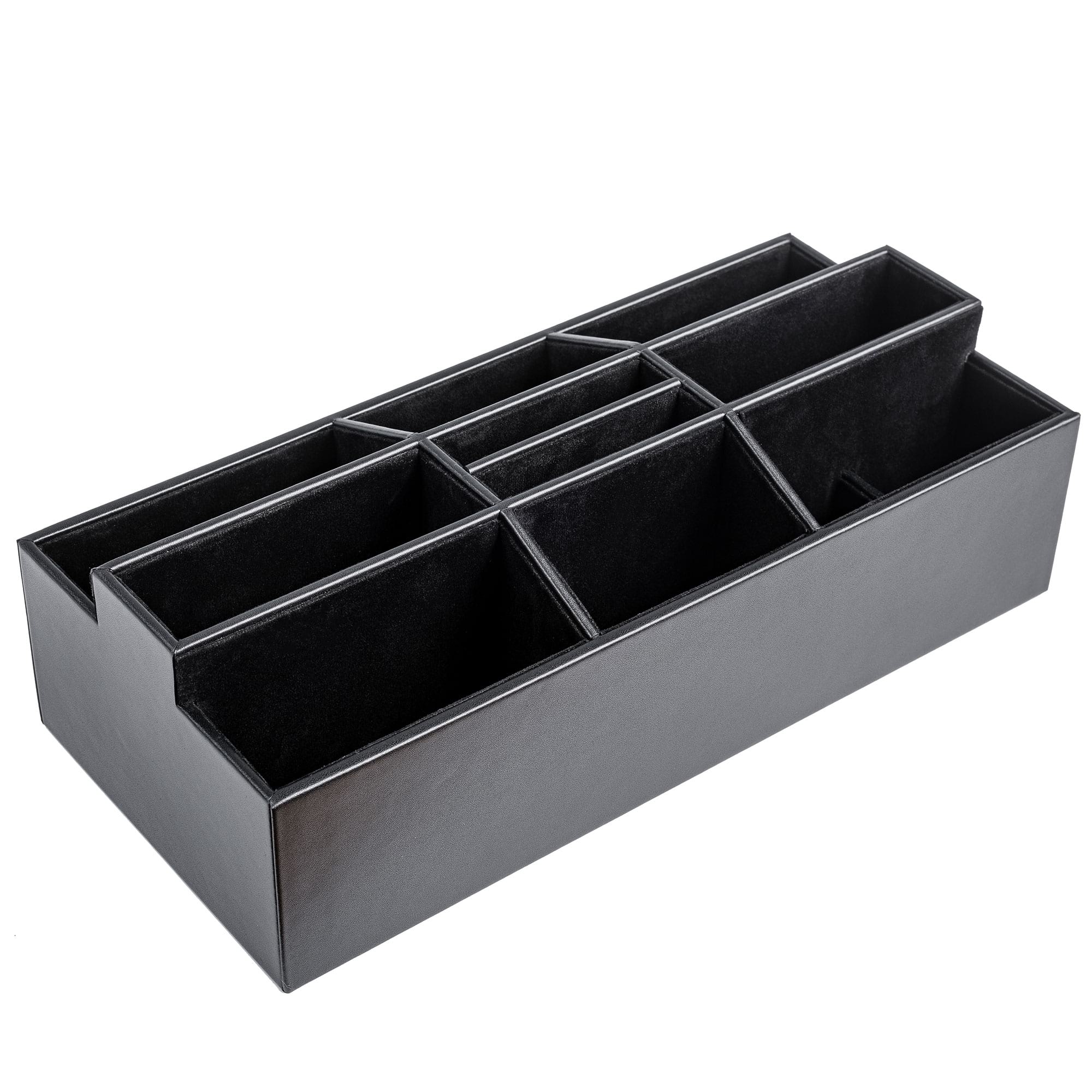 Classic Black Leather Remote Control Organizer (Coasters Available Separately)