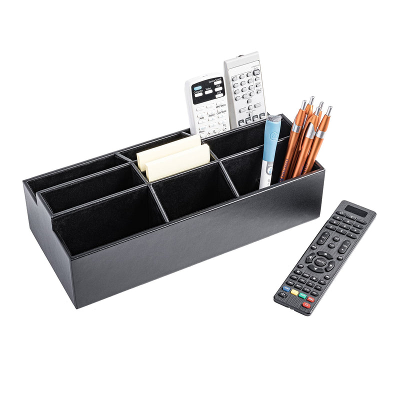 Classic Black Leather Remote Control Organizer (Coasters Available Separately)