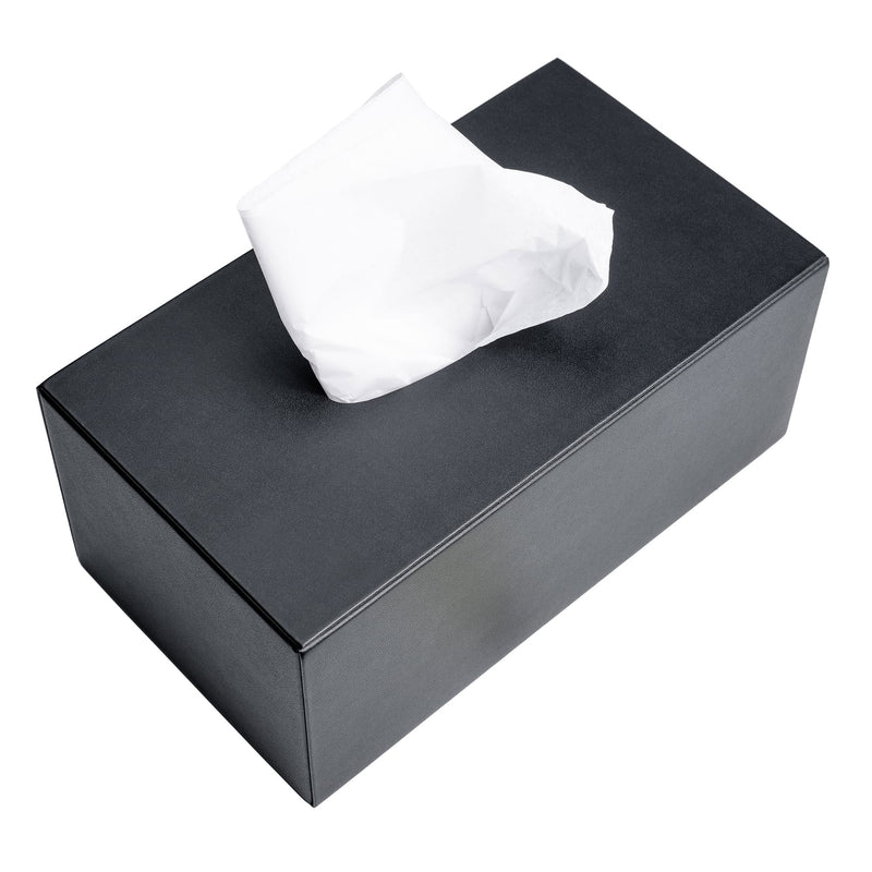 Black Leatherette Rectangular Tissue Box Cover