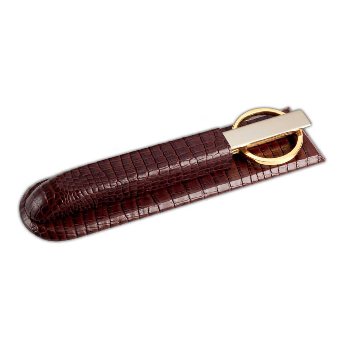 Brown Crocodile Embossed Leather Library Set