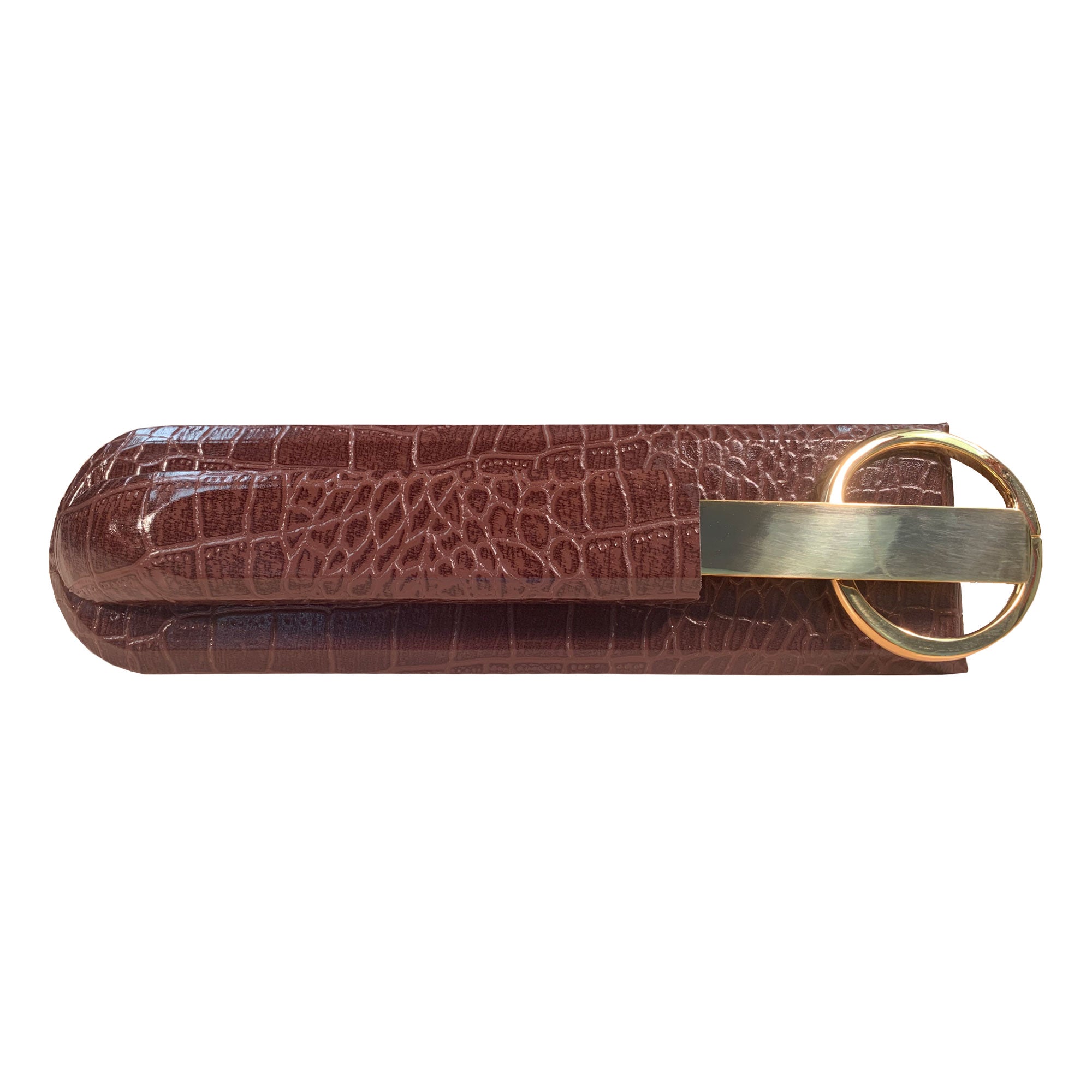 Brown Crocodile Embossed Leather Library Set