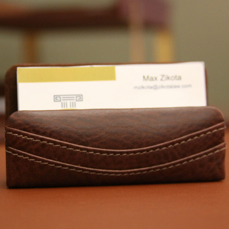 Mocha Leather Business Card Holder