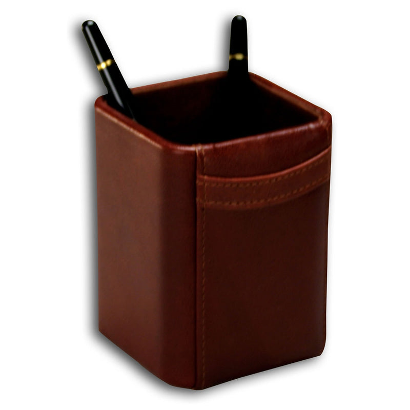 Mocha Leather Pencil Cup