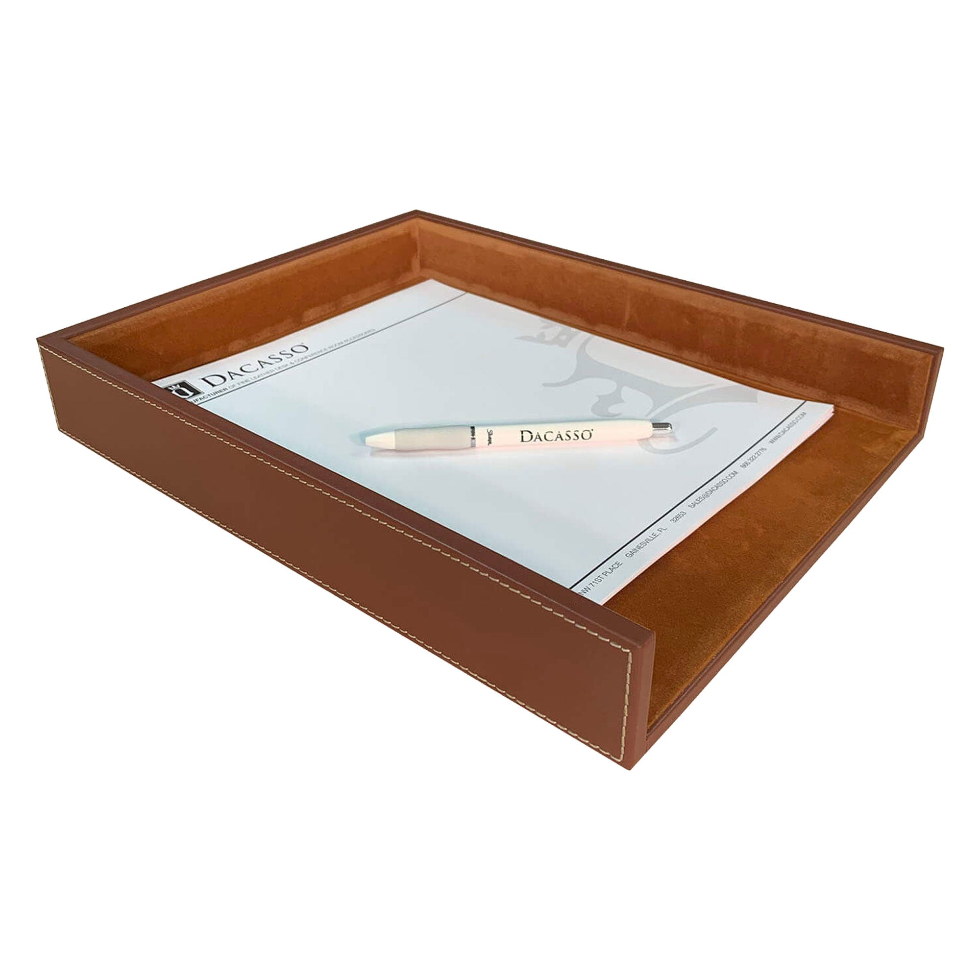Rustic Brown Leather Letter Tray